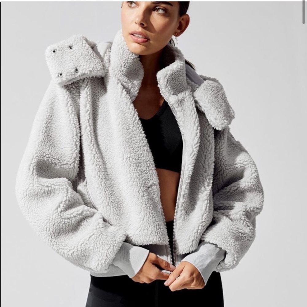 Alo Yoga Foxy Sherpa Jacket Dove Grey M